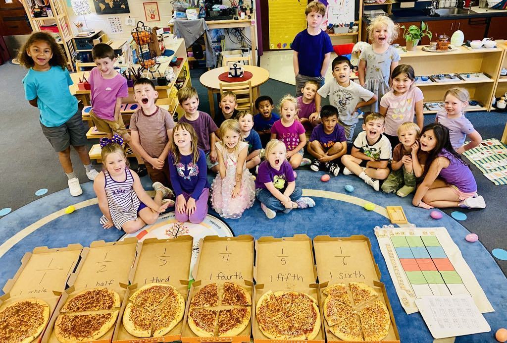 Mrs. Maly’s Primary Montessori class had an engaging, fun & delicious lesson on fractions!  This an annual culminating lesson for the students to learn how fractions are related to real life experiences!  So yummy too!  Thank you to Mrs. Humphrey for picking up the pizzas!  😊❤️🍕