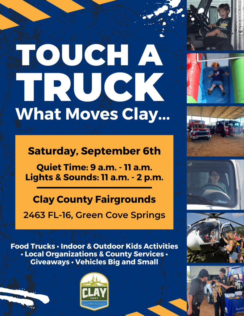 Graphic advertising Touch a Truck: What Moves Clay on September 6, 2025