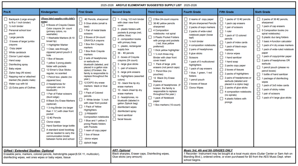 Supply List