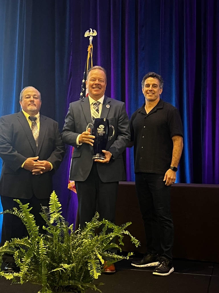 Superintendent Broskie being awarded the CTE Superintendent of the Year winner