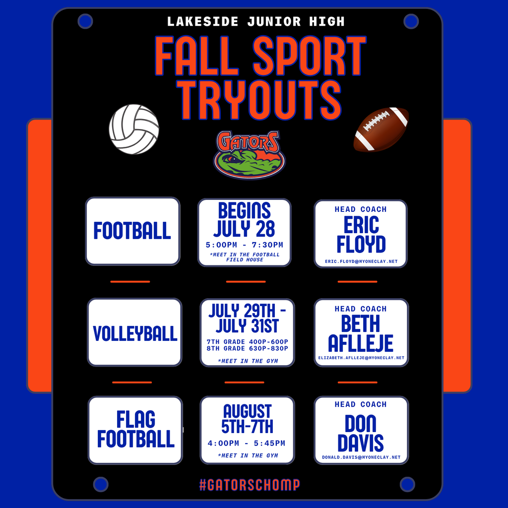 Fall Sports Tryout Info