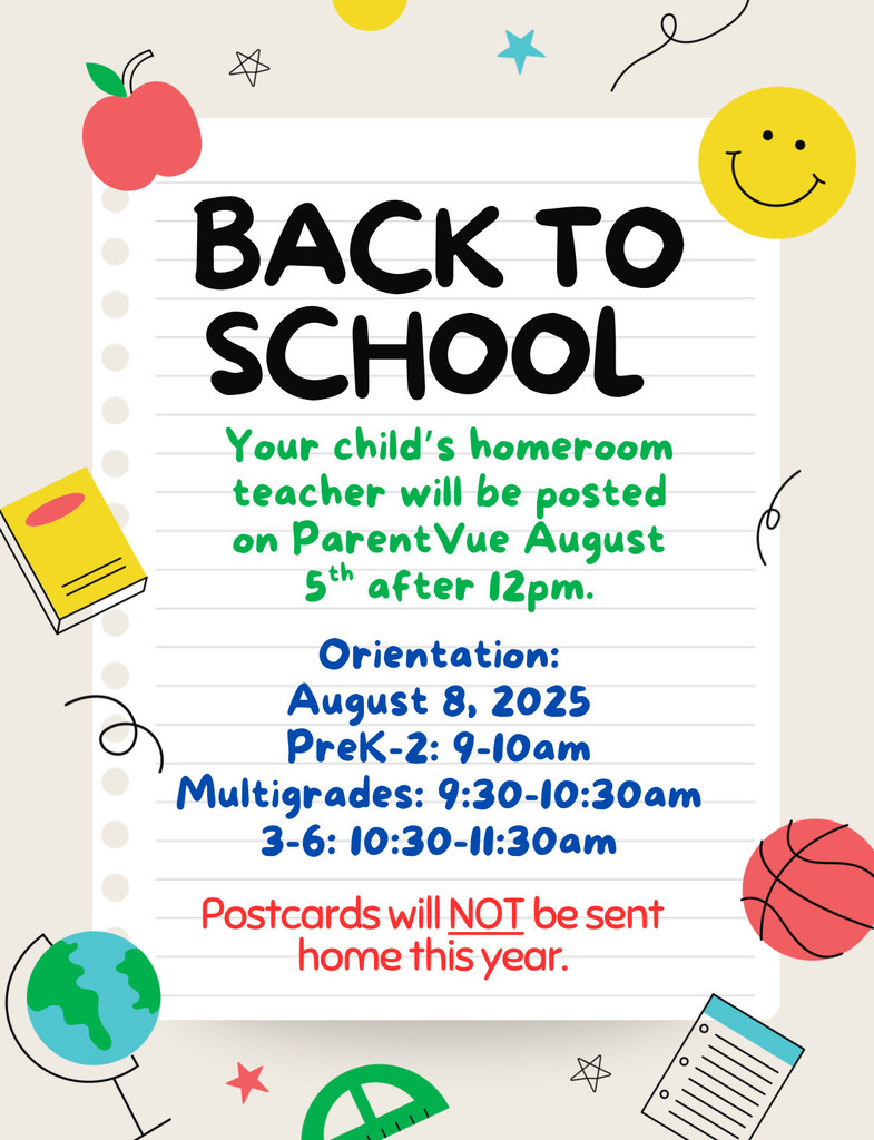 Please note that postcards will NOT be mailed home this year!!!