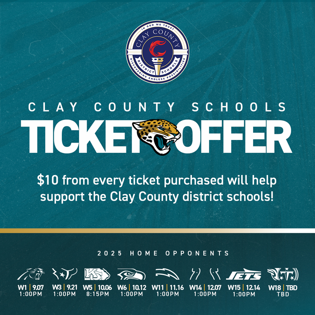 Clay County Schools Ticket Offer with Jacksonville Jaguars.