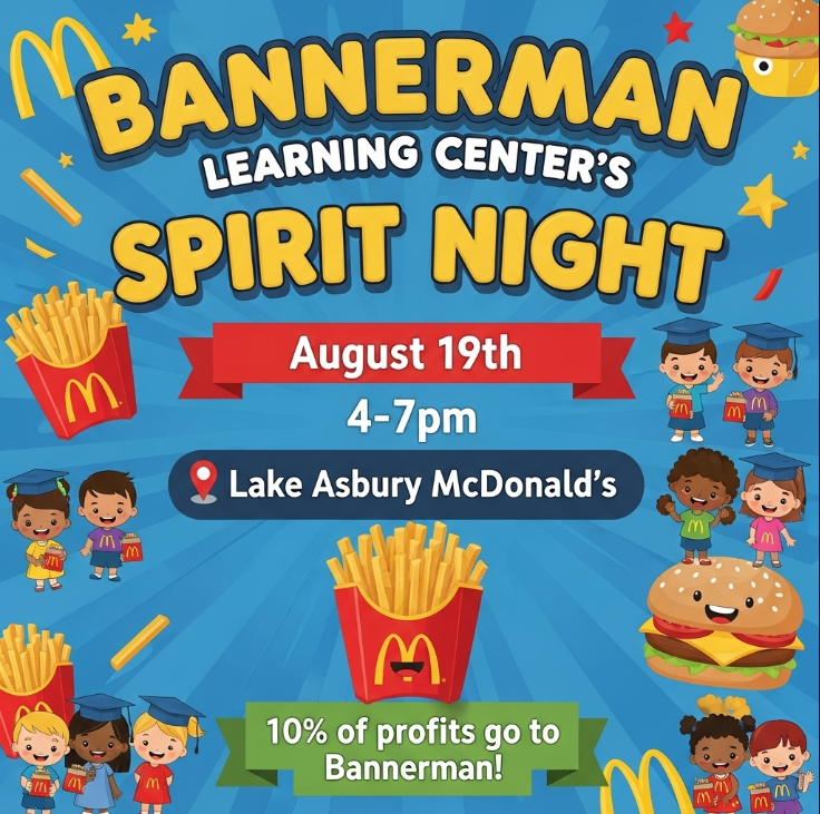 Join us for a fundraiser at the McDonald's in Lake Asbury to support the amazing Bannerman Learning Center! A portion of all sales will go directly to helping their students.  🗓️ Date: [Insert Date] ⏰ Time: [Insert Time] 📍 Location: McDonald's - 2636 Henley Rd, Green Cove Springs, FL 32043  Come grab a Big Mac and help us make a big impact! We can't wait to see you there! ❤️
