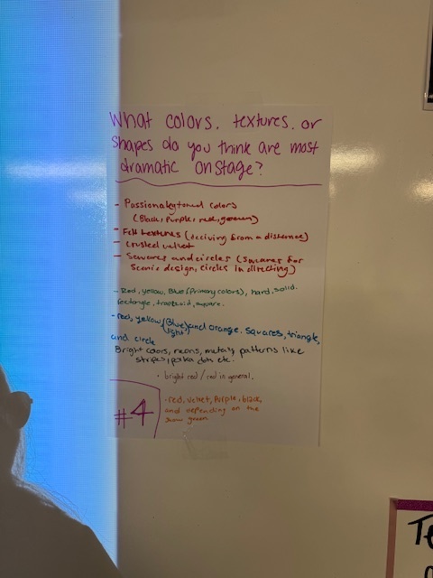 Ms. Wilson’s Technical Theatre 1 students kicked off the year with a creative rotation activity! Working in groups, they tackled thought-provoking questions that sparked critical thinking, assessed what they already knew, and set the stage for diving deeper into the world of technical theatre. This activity laid the foundation for the exciting work they’ll be building on all year long!