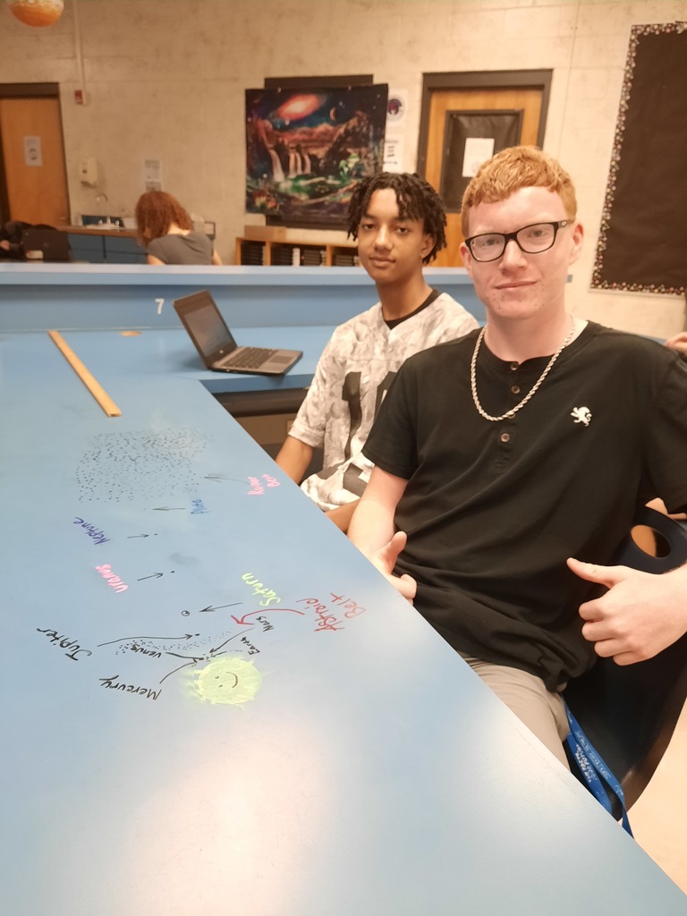 Ms. Klaes’s astronomy students dove into the vastness of space by learning how scientists measure incredible distances across the universe. To bring it to life, they created a scale model of our solar system, where 1 astronomical unit (AU) = 1 cm. Along the way, some of our Panthers had just as much fun in front of the camera as they did with the activity—true stars in every sense! 🌟📸
