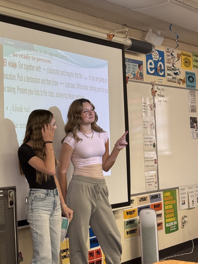 Ms. Marrero’s Pre-AICE Spanish 2 students worked in pairs to deliver oral presentations about a dream trip they would like to take. Each group described their travel plans and explained what items they would pack to be ready for their vacation. Through this activity, students applied vocabulary related to travel, clothing, and daily routines, while also strengthening their speaking and collaboration skills. They impressed with both their creativity and growing language proficiency—¡excelente trabajo, Panthers!