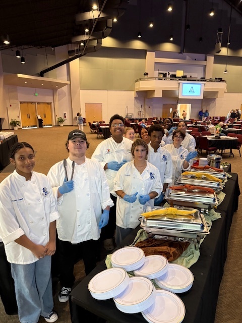 Last Thursday night, our Culinary students showcased their skills by catering a Farm Bureau dinner for 200 guests! Under Mrs. LaPierre’s guidance, her classes prepared the food during the school day, and a dedicated group of students went above and beyond by loading the van, setting up, serving, and breaking everything down afterward. The students received numerous compliments from attendees, and Mrs. LaPierre shared how proud she is of their hard work and professionalism in making the event such a success.