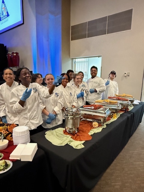 Last Thursday night, our Culinary students showcased their skills by catering a Farm Bureau dinner for 200 guests! Under Mrs. LaPierre’s guidance, her classes prepared the food during the school day, and a dedicated group of students went above and beyond by loading the van, setting up, serving, and breaking everything down afterward. The students received numerous compliments from attendees, and Mrs. LaPierre shared how proud she is of their hard work and professionalism in making the event such a success.