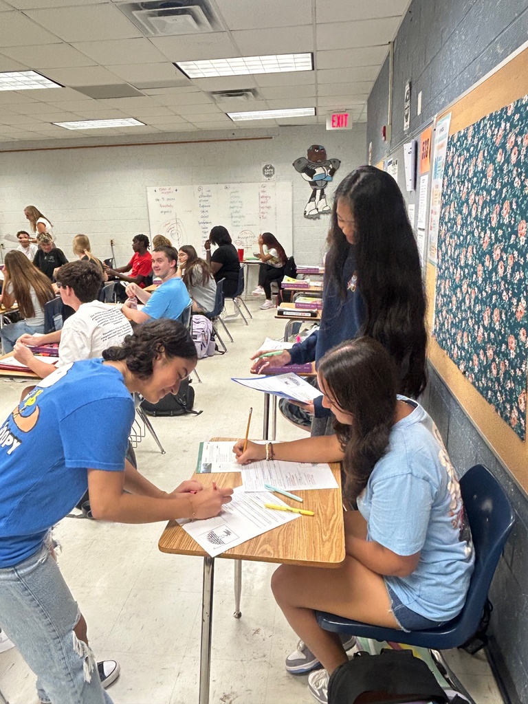 Ms. Eaton’s 10th grade English students engaged in a layered poetry analysis of “Not Waving but Drowning.” With each read, they went deeper into the text—starting with surface-level comprehension and context, then marking words and phrases with strong emotional connotations, before analyzing pronouns, shifts, and word choices to uncover deeper meaning. In their final step, students wrote personal responses that connected the poem to their own experiences and perspectives. Working collaboratively, they compared annotations, shared insights, and challenged one another’s thinking, demonstrating how rereading with purpose can reveal new layers every time. Panthers RISE when they dig deep into learning!
