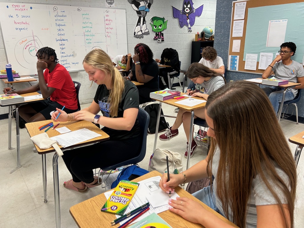 Ms. Eaton’s 10th grade English students engaged in a layered poetry analysis of “Not Waving but Drowning.” With each read, they went deeper into the text—starting with surface-level comprehension and context, then marking words and phrases with strong emotional connotations, before analyzing pronouns, shifts, and word choices to uncover deeper meaning. In their final step, students wrote personal responses that connected the poem to their own experiences and perspectives. Working collaboratively, they compared annotations, shared insights, and challenged one another’s thinking, demonstrating how rereading with purpose can reveal new layers every time. Panthers RISE when they dig deep into learning!