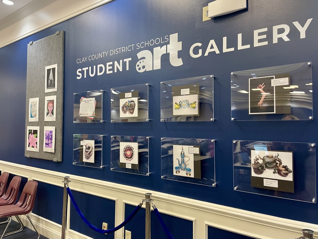 Full display of the student art gallery in the TTC showing student artwork 