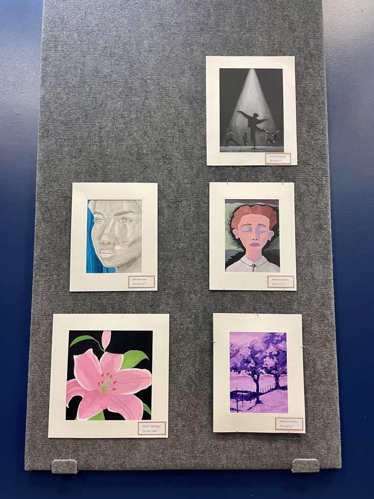 Student art gallery focusing on five pieces of student artwork