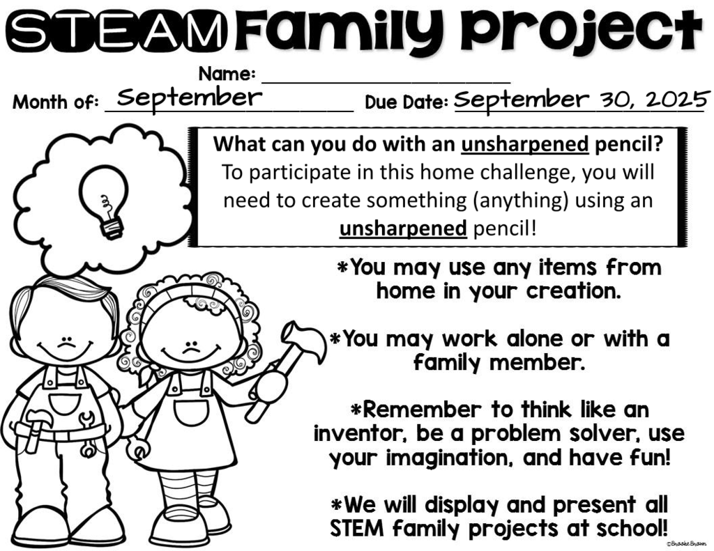 September 25-26 VOLUNTARY Family STEAM Project 1 of 2