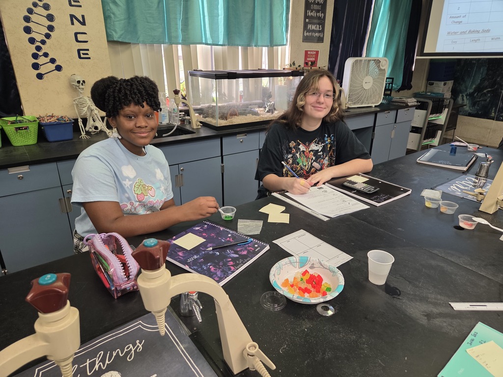 Dr. Wells’s Pre-IB and AICE Biology classes recently completed their first lab of the year—the Gummy Bear Lab! Students worked in groups to test how gummy bears react when placed in different solutions, applying their knowledge of the scientific method at every step. From setting up experimental procedures to identifying variables and practicing graphing skills, this lab gave students a fun and memorable way to connect science concepts with real-world experimentation.