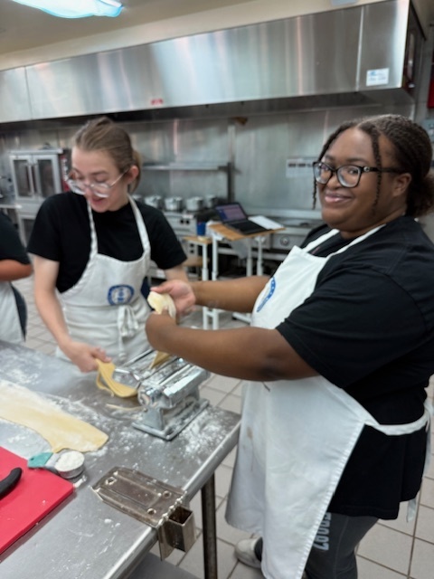 Last week, Culinary students took advantage of the block schedule to dive into full-meal cooking. Each class voted on their dish of choice—3rd period created homemade pasta with Alfredo sauce, while 5th period prepared a hearty chicken and sausage gumbo. Students enjoyed the opportunity to cook a complete meal from start to finish, showcasing both their skills and teamwork in the kitchen.