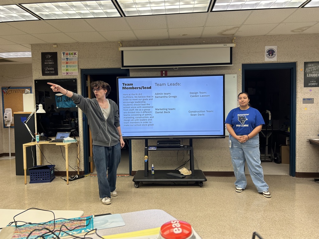 Mr. Zaner’s Business Management & Law and Business Ownership students pitched their plan to Principal Murphy and AD Stutz for RISE Outfitters, our future student-run school store. They’ve formed cross-functional teams for every part of development—product sourcing & merchandising, marketing & branding, finance & budgeting, operations & logistics, store design & layout, and data/market research. Launched on day two of school, teams have been measuring the space, brainstorming, and conducting market research to refine the proposal. Authentic CTE learning in action—entrepreneurship, collaboration, and Panther Pride.