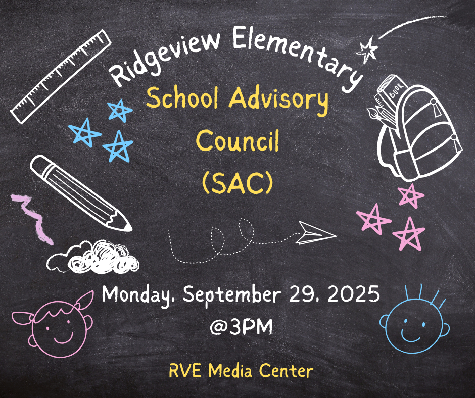 School Advisory Counsil- September 29th at 3:00 pm.