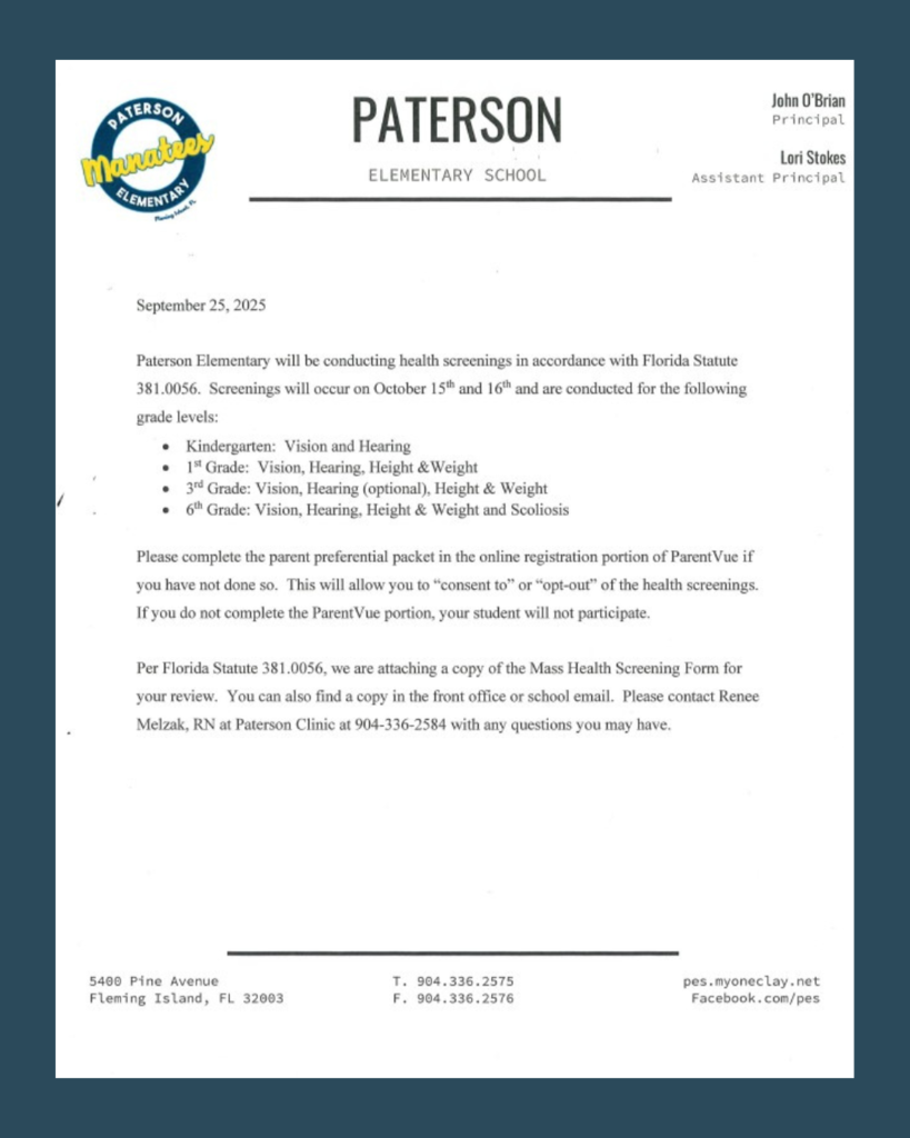 Mass Health Screenings Letter