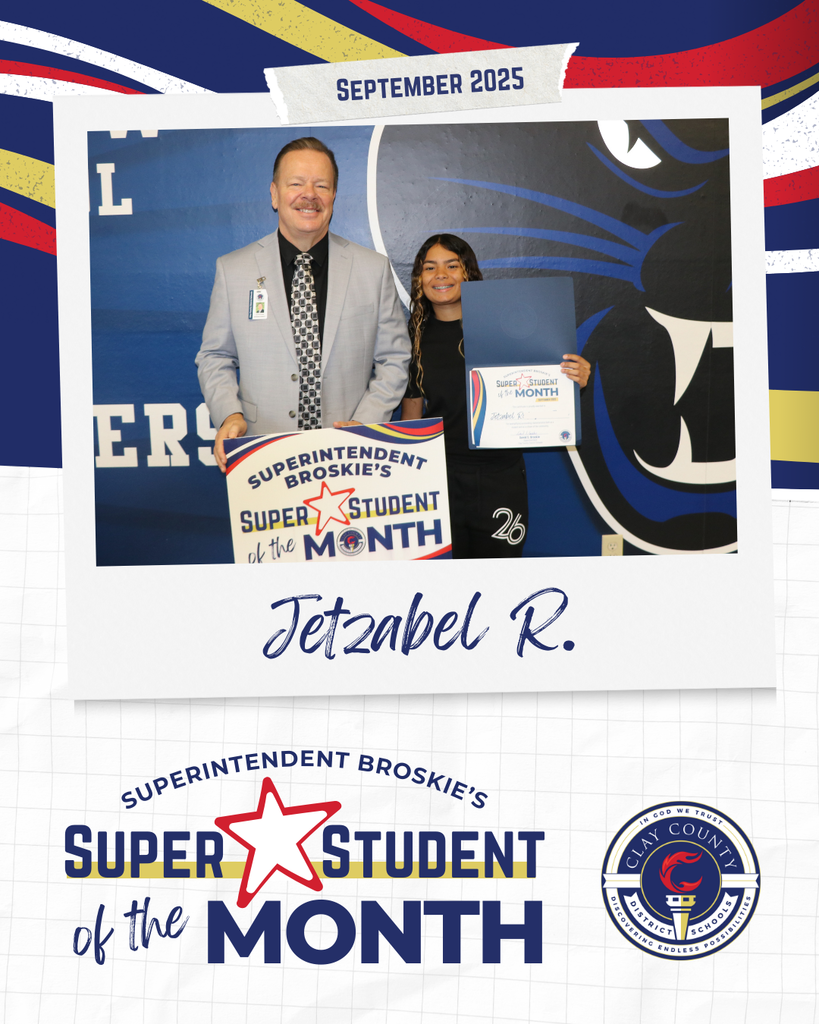 September Super Student of the Month, Jetzabel pictured with Mr. Broskie