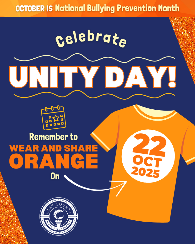 Graphic to remind people to wear orange for Unity Day on Oct. 22