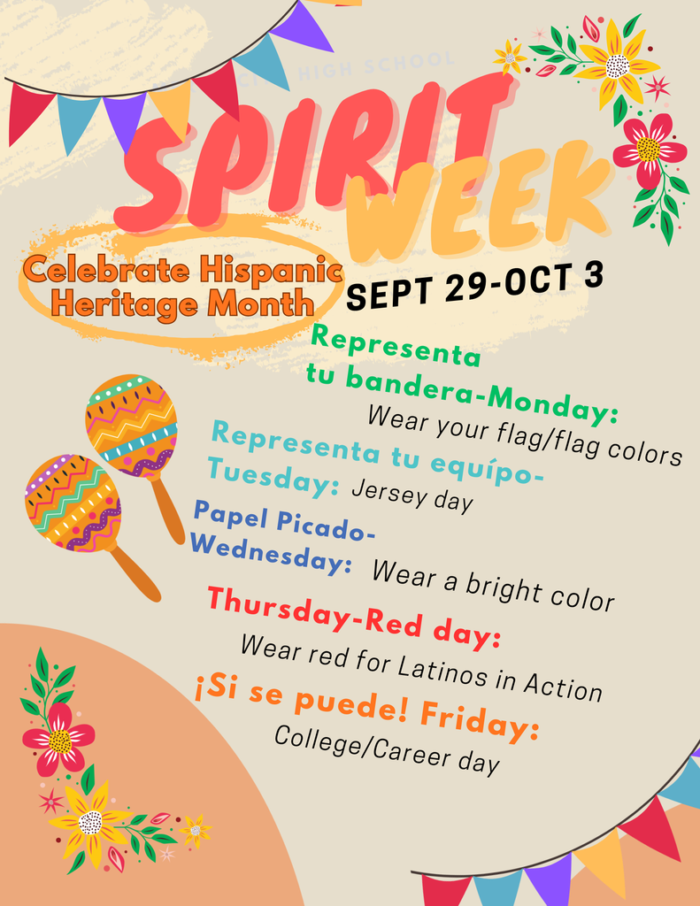Spirit Week Flyer 9/29-10/3