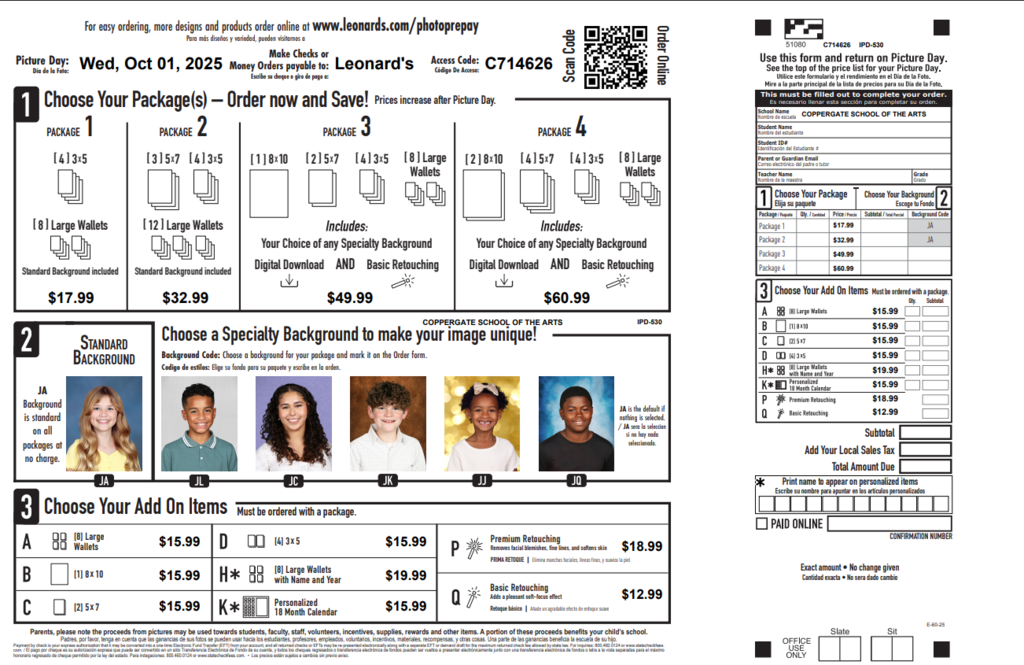picture day order form