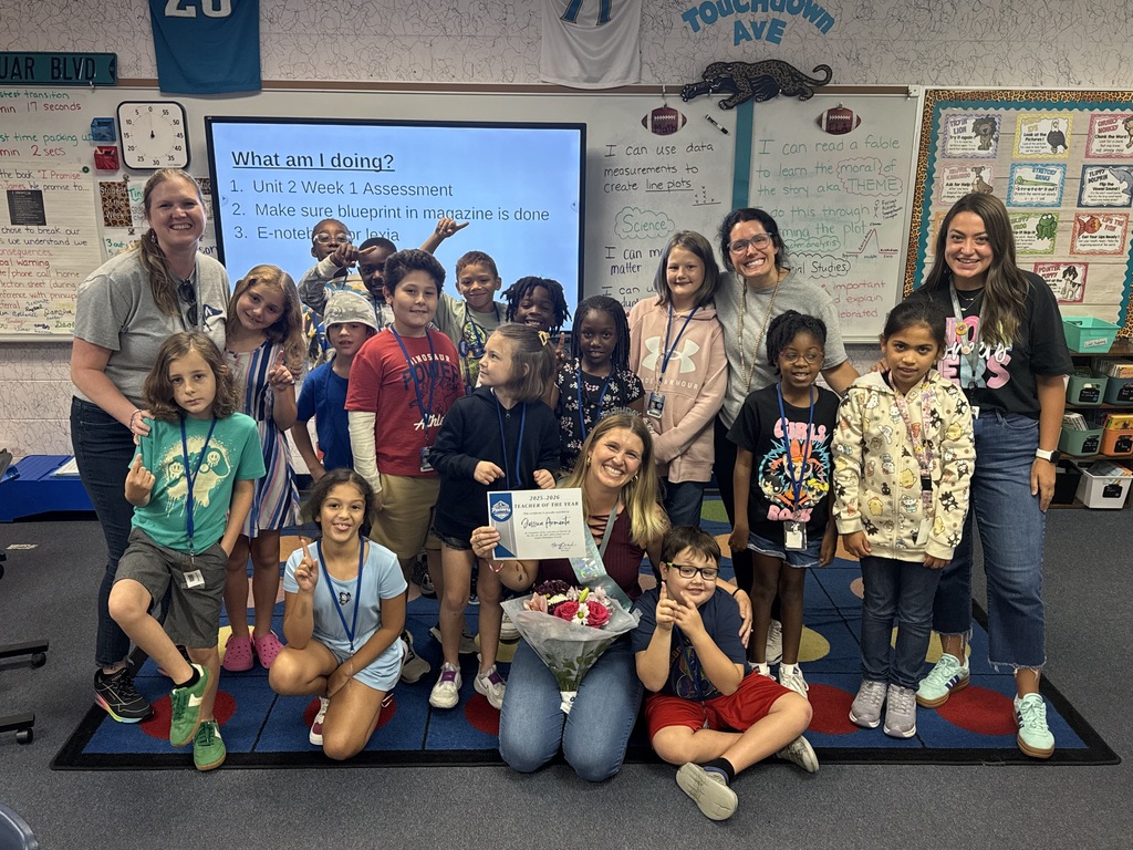 Mrs. Armenta and her students- AES Teacher of the Year 25-26