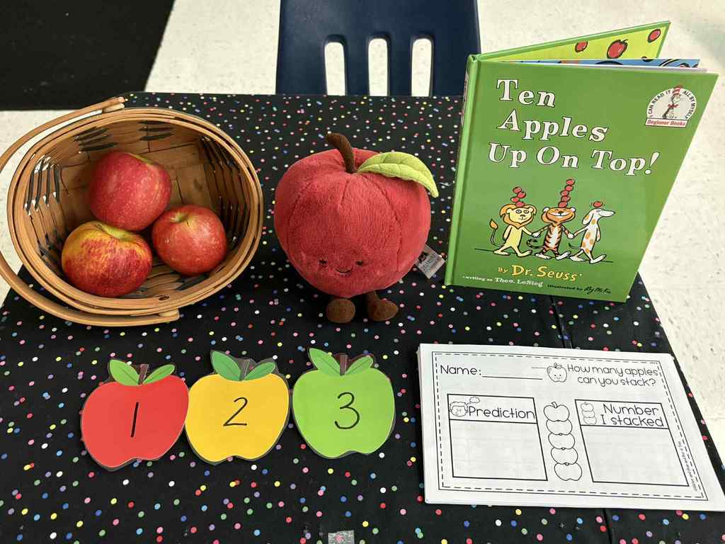 Fun Friday in Mrs. Ellsworth’s PreK Class 🤩 Volcano Apples, Homemade Applesauce, Apple Tasting, Apple Cutting, and Apple Tree Sorting to celebrate Johnny Appleseed 🍎🍏