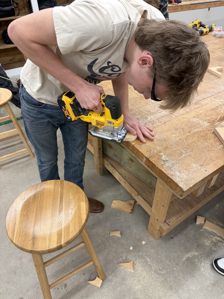 Mr. Bruchak’s students have been busy in the shop bringing their creativity to life through Halloween-themed woodworking projects! From pumpkins to ghosts and skulls, each piece is designed, cut, and sanded by hand — giving students the chance to apply precision, craftsmanship, and design skills. These Panthers are learning the tools of the trade while adding a little seasonal spirit to their carpentry class!