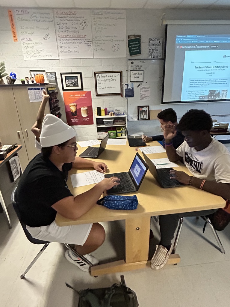Students in Mr. Schellhorn’s freshman English class sharpened their writing skills by examining how fear and brain development influence teenage decision-making. Using graphic organizers and annotation tools, students identified claims, selected textual evidence, and explained their reasoning to build strong, well-supported responses. As they worked, Mr. Schellhorn provided real-time feedback and encouraged students to refine their thinking, turning analysis into confident, structured writing. This lesson perfectly blended critical thinking, engagement, and rigor, helping Panthers grow as readers, writers, and thinkers.