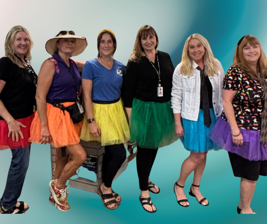 Our team’s been harboring a top-secret mission all week, but it looks like our sharp-eyed Manatees might be onto us! We've been strutting around in new styles each day for a spirit week extravaganza! 💙🥸💛