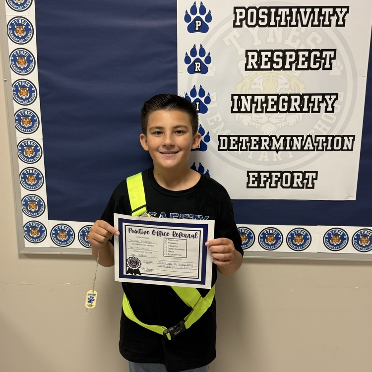 Way to go, Dawson! Your kindness and effort make our school ROAR with Tiger Pride! 💛🐾