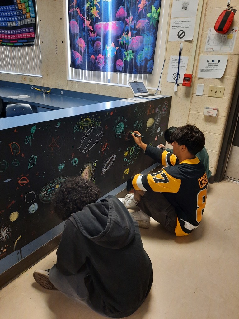Before diving into the wonders and theories of the universe, Ms. Klaes’s Astronomy students participated in a creative pre-learning activity, spending ten minutes drawing their own concept of the universe. This engaging exercise sparks curiosity, encourages imagination, and gets students thinking deeply about all that exists beyond our world. A perfect way to launch their exploration of the cosmos!