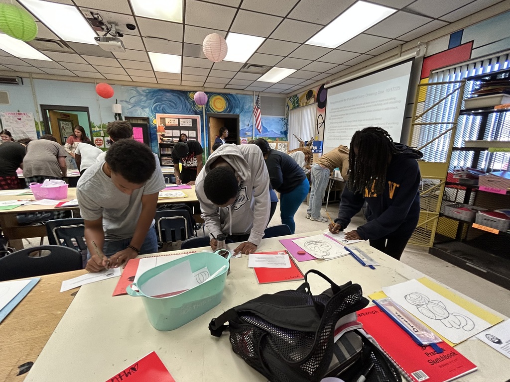 Ms. Generazio’s Art 1 students took their Scary/Spooky Drawing projects to the next level through a carousel critique designed to strengthen artistic vocabulary and peer feedback skills. Each student received a card labeled Best Technique, Most Creative, Favorite Work, or Most Expressive and rotated around the room, leaving thoughtful comments focused on value, shading, and line work.  During the class debrief, Ms. Generazio spotlighted standout pieces, inviting the student artists to share the comments they received from their peers. Together, the class discussed what made feedback specific, detailed, and connected to artistic concepts. Students then completed a self-assessment rubric, reflecting on their craftsmanship and growth as artists.  🖋️ Through this process, students not only refined their techniques—they learned to observe, articulate, and appreciate the creative process in one another’s work.