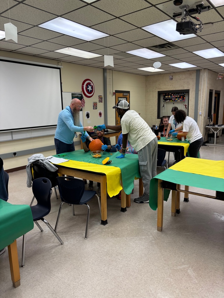 Mr. King’s Career Prep students recently got into the fall spirit by learning how to carve pumpkins with guidance from Mr. King and the instructional assistants. The activity combined hands-on learning with creativity, teamwork, and plenty of smiles, helping students build both fine motor skills and confidence while having fun!