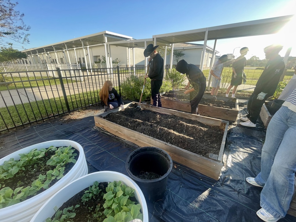 Ag Students working in the garden