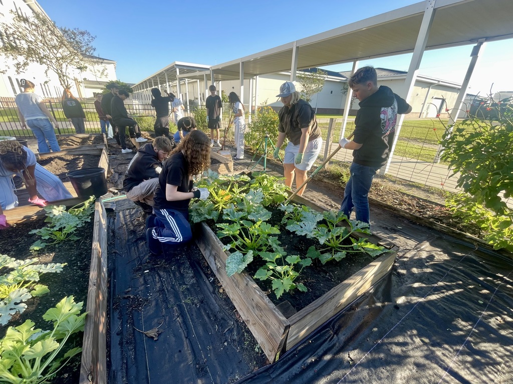 Ag Students working in the garden