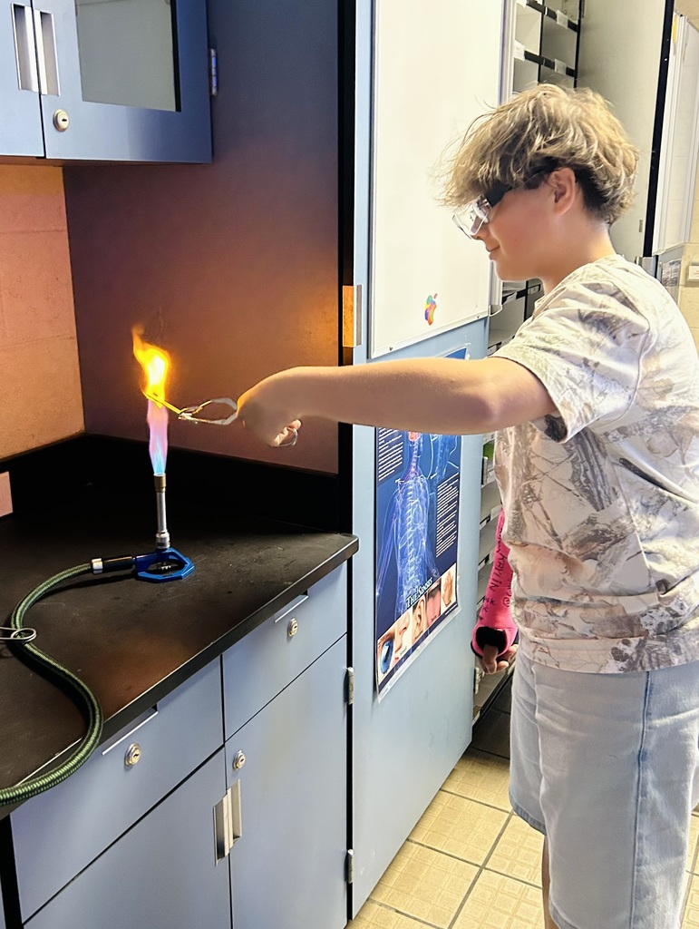 In Ms. Fortner’s Honors and Pre-IB/AICE Chemistry classes, students brought science to life through a flame test lab using Bunsen burners and various metal solutions. When heated, the electrons in each metal moved from their ground state to an excited state, then released energy in the form of vibrant light as they returned to ground state. Each colorful flame revealed a unique spectral signature for the metal ion tested, allowing students to connect abstract atomic theory to real-world observation.