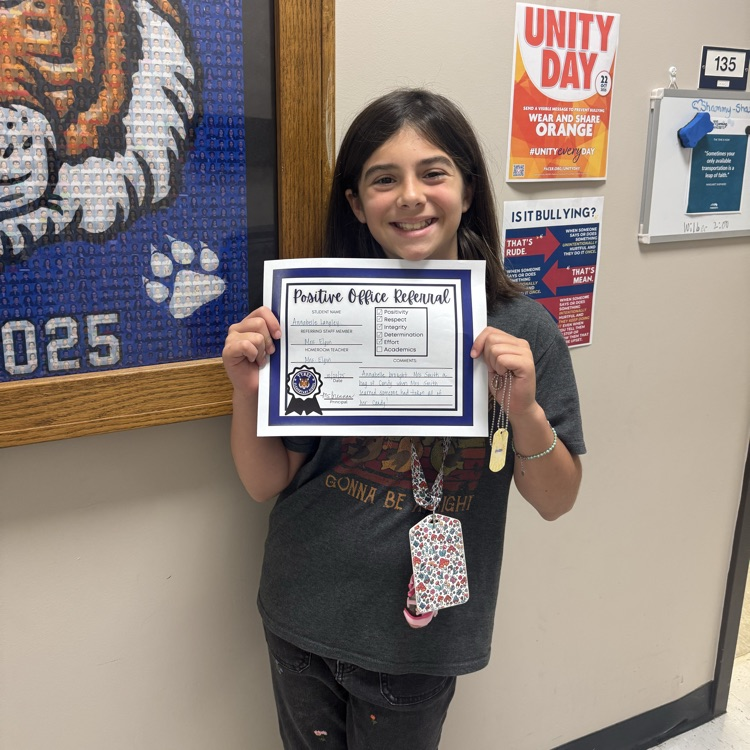 🐯 Tiger Pride Shoutout! Annabelle showed amazing respect and responsibility—keep leading the way! 💙💛