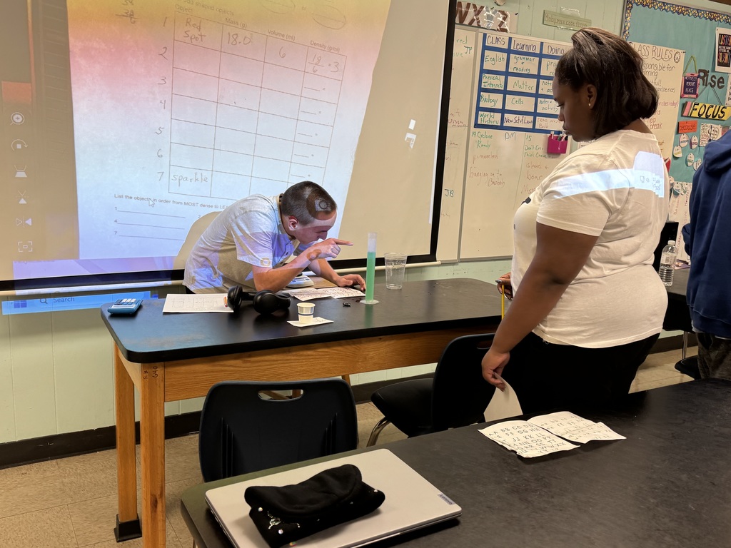 Mrs. Yancey’s Physical Science classes, students are putting their learning into action as they study the properties of matter. After completing their notes, students practiced measuring the mass and volume of various rocks — key steps in calculating density.  Next up, they’ll be creating bar graphs to compare the densities of different rocks, helping them visualize patterns and deepen their understanding of this essential scientific concept. Hands-on learning in action!