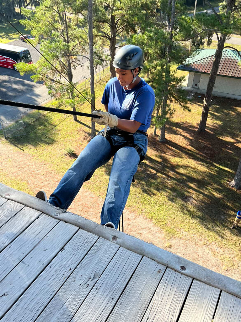 On Wednesday, October 22, 2025, our Ridgeview NJROTC cadets traveled to Camp Blanding for an unforgettable adventure — a 60-foot free-fall rappel! With guidance and support from the Florida Army National Guard, cadets faced their fears, challenged themselves, and built confidence that will last a lifetime.