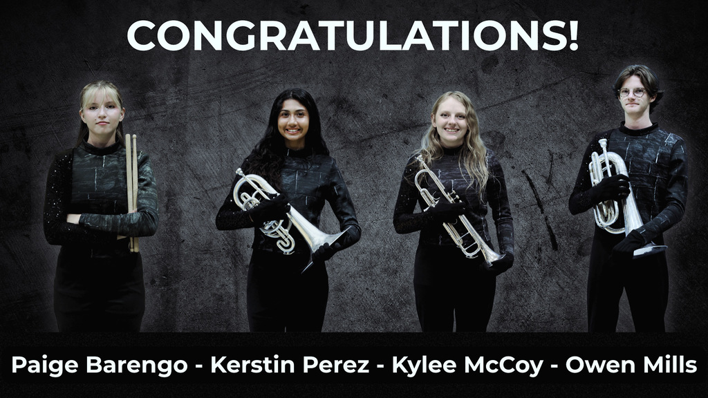 Congratulations to Paige, Kerstin, Kylee & Owen for being selected to the USF FESTIVAL OF WINDS HONOR BAND!!