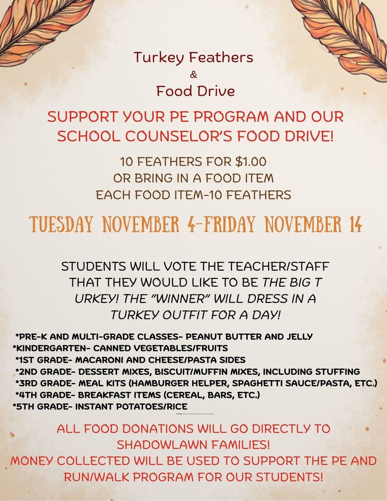 Turkey feathers and food drive