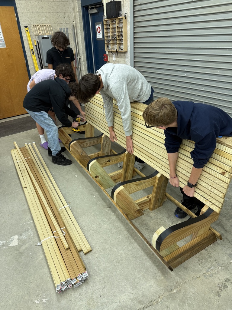 Mr. Bruchak’s Carpentry students have been hard at work in the shop, putting their skills to practice through creative, collaborative projects! From designing and cutting seasonal wooden crafts to constructing large-scale builds like benches, our Panthers are learning precision, teamwork, and craftsmanship every step of the way. These projects not only showcase their technical skills but also highlight the pride they take in their work.