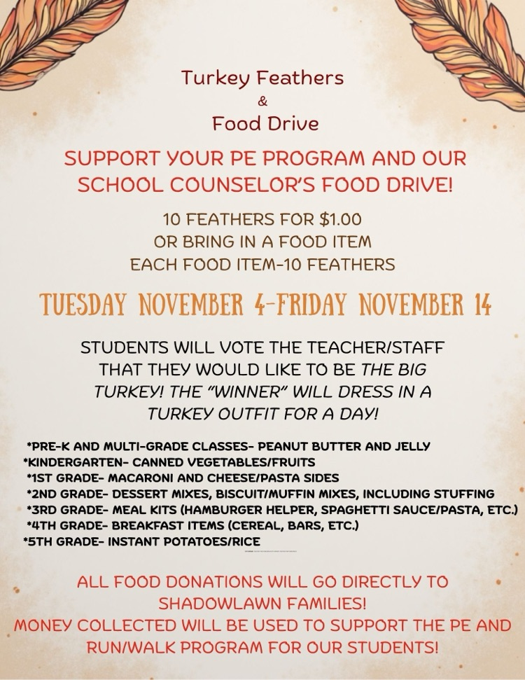 turkey feathers and food drive 