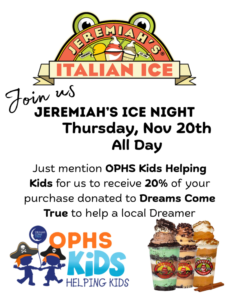 Purchase food at Chipotle Saturday, November 15th from 4 pm - 8 pm and tell your students, neighbors, friends, colleagues, etc. You must mention OPHS Kids Helping Kids for us to earn the percentage of sales