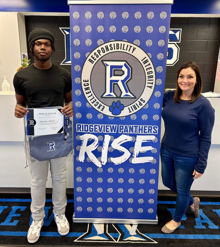 Congratulations to this week's RISE Scholars of the Week. A teacher or staff member nominated these Panthers for going above and beyond in demonstrating one or more of our RISE qualities—Responsibility, Integrity, Spirit, and Excellence. These core values define what it means to be part of the Ridgeview family.