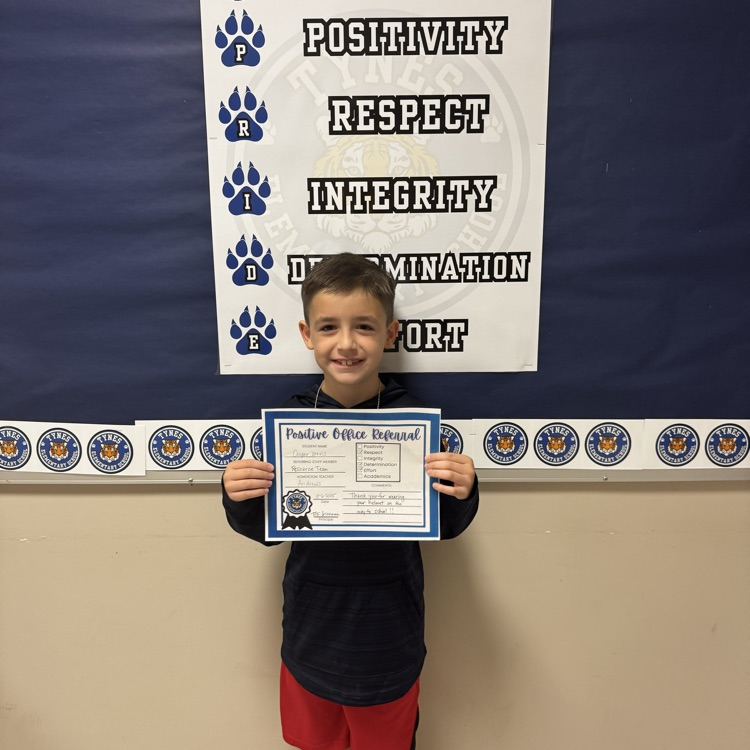 Cooper is showing Tiger Pride through responsibility and safety by always wearing his helmet! Great job setting a positive example for others! 😊