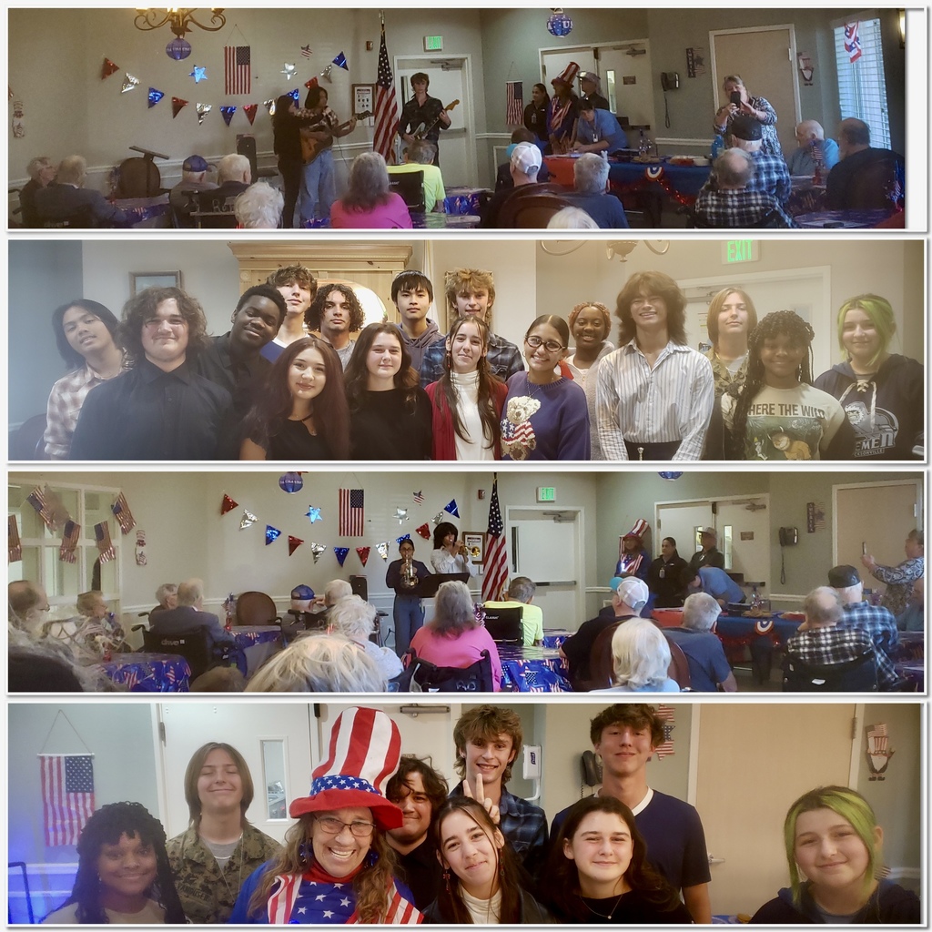 Several of our Interact Club members organized a heartfelt Veterans Day visit to the Veterans at Life Care Center in Orange Park. Our students showed incredible leadership and compassion as they honored residents through a variety of activities. They opened the visit by singing the national anthem, performed a medley of military tribute songs on trumpets, led Veterans Day trivia, sang additional songs, handed out certificates of appreciation, and spent time connecting personally with each veteran. It was a meaningful experience for both our students and the residents, and a powerful example of service, gratitude, and Panther Pride in action.